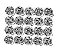 Healifty 50pcs Hollow Round Pendants Charm Metal Charms for Crafts Beads for Bracelets Jewelry Making Mini Hollow Ball Pendants Metal DIY Jewelry Silver