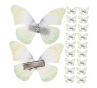 Healifty 50pcs Light Green Double-layer Chiffon Butterfly Hair Barrettes for Women Soft Mesh Decorative Hair Clips with Strong Alligator Clamp Reliable Grip for Parties Cosplay
