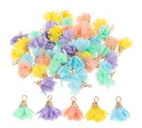 Healifty 50pcs Mini Flower Tassel Charms for Diy Jewelry Making, Small Craft Pendants for Earrings and Necklaces, Handmade Tiny Tassels for Craft Enthusiasts