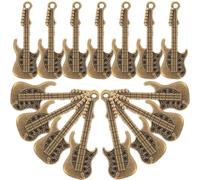 Healifty 50Pcs Miniature Metal Guitar Charms for Phone Case DIY Craft Accessories Vintage Style Pendants for Jewelry Making and Instrument Decoration
