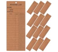 Healifty 50pcs Reading List Bookmarks Library Card Book Page Holders for Reading 20x7.5cm Vintage Yellow Kraft Paper with Hole Log Tracker for Students Teachers