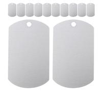 Healifty 50pcs Rectangular Aluminium Dog Name Tag Blank for Engraving, Sturdy and Less Likely to Break or Deform, Silver Metal Pet Tag for DIY Crafts and Keychains