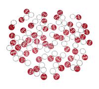 Healifty 50pcs Red Metal Numbered Tags 1-50 with Keyrings Round Number Label Key Tags for Restaurant Queue Management Table Number Markers Live Coatroom