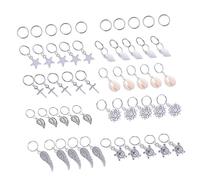 Healifty 50pcs Silver Metal Hair Rings Braid Charms with Star and Leaf Pendants Diy Hair Accessories for Women and Girls and Braiding