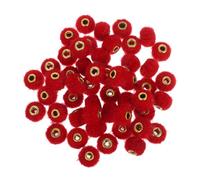 Healifty 50pcs Soft Fluffy Pom Pom Beads with Large Metal Rondelle Spacer Beads for Jewelry Making DIY Crafts Keychain Decoration Versatile Threading Supplies