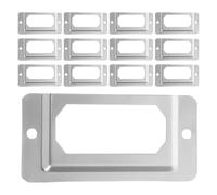 Healifty 50pcs Stainless Steel Metal Label Frames for Drawer Storage Boxes Cabinet Card Holders for Office and Home Shelves Decorative Label Slots for Organizing Storage Cabinets and