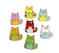 Healifty 50pcs Wooden Cat Buttons Animal Buttons DIY Sewing Scrapbooking Craft Embellishment (Assorted Color)