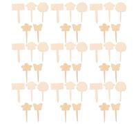 Healifty 50pcs Wooden Succulent Plant Labels with Waterproof Rectangular and Shaped Sticks for Herb and Vegetable Garden Decor or Indoor Use, Eco-Friendly Plant Label Signs for Gardening