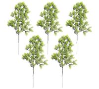 Healifty 5pcs Artificial Pine Branches with Faux Pine Leaves and Cones Plastic Material No Fading for Christmas Parties and DIY Project Accessories Green Decorative Picks