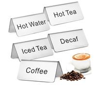 Healifty 5pcs Beverage Signs Table Tent Labels for Hot Tea Coffee Stations Easy to Read Sleek Design for Restaurants Cafes