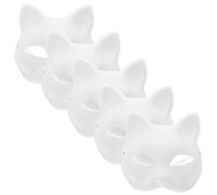Healifty 5Pcs Blank Cat Masks for DIY Painting Unfinished Paper Masquerade Masks for Cosplay Parties Festivals for Halloween Carnival
