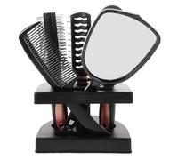 Healifty 5Pcs Pink Lightweight Anti-Static Barber Mirror Comb Set with Detangling Hair Brush for Hair Care Styling and Outdoor Makeup Use Professional Plastic Salon Kit