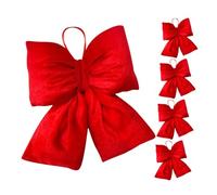 Healifty 5pcs Red Fabric Bowknots for Christmas Tree Wreath Decorations Reusable Decorative Bows for Holiday Crafts Stylish Ornaments for Party Wedding and Festive Home Decor