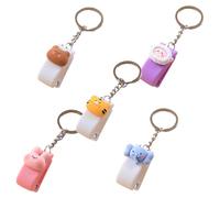 Healifty 5Pcs Small Cartoon Animal Stapler Key Rings Mini Office Staplers with Staples for Students Portable Keychain Binder Clip with Rabbit Sheep Bear Tiger Elephant Designs
