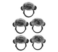 Healifty 5Pcs Wireless Lavalier Microphone Wind Muff with Furry Noise Cancelling Cover Dustproof Windshield for Stable Outdoor Recording Easy Magnetic Attachment for Events and Ktv Singing