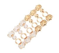 Healifty 6 Pairs Vintage Lotus Flower Cheongsam Buckle Clips, Zinc Alloy Hanfu Fasteners with White Beads and Light Gold Finish, 3.1x1.3cm Clothes Clasps for Cloaks and Traditional Dresses