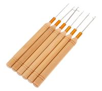 Healifty 6 Pcs Hair Latch Hook Crochet Needles Set with Wooden Handles and Iron Hooks, Versatile Accessory Preventing Slipping, for Dreadlock Styling and Hair Extensions