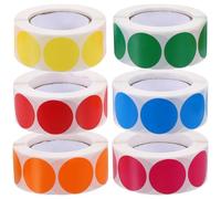 Healifty 6 Rolls Circle Dot Stickers Colored Coding Labels 500 Stickers Per Roll Easy to Use Assorted Color Round Shape for Marking Storage Jars and Decorating Car