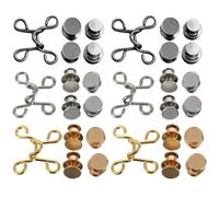 Healifty 6 Sets Adjustable Metal Jeans Waist Buckles, 27mm Detachable No-sew Waistband Clips for Pants, Portable Waist Adjusting Buttons for Trousers and Jeans