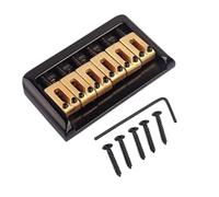 Healifty 6 String Hardtail Bridge for Electric Guitar Fixed Top-loading Copper Saddle Set Fully Adjustable Height Replacement Part Black for DIY and Performance