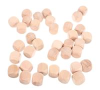 Healifty 60pcs 6 Sided Wood Cubes Blank Wooden Dice Sustainable Smooth Surface Khaki Color Shape with Rounded Corners for Gaming and Decorating