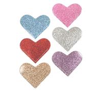 Healifty 6pcs Assorted Colour Pu Heart Bookmarks with Double-Sided Glitter, Handstitched Soft Pu Material, Comfortable Touch, Elegant Design for Office and Classroom Reading Lovers