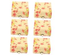 Healifty 6pcs Bamboo Jewelry Keepsake Boxes with Miniature Curtain Design Vintage Style Wooden Bead Buttons Practical Storage for Necklaces Earrings and Items Decorative Treasure Chest