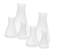 Healifty 6pcs Clear Plastic Conical Flasks Wide Mouth Reagent Bottles with Graduated Scale for Laboratory Chemistry Students Education and Precise Liquid Measurement
