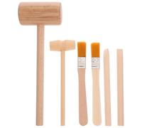 Healifty 6PCS Digging Excavation Kit Wooden Hammer Chisel Brush Learning Tools Dinosaur Dig Gemstone Pretend Play Dig Kit