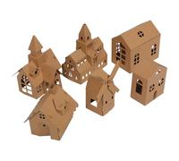 Healifty 6Pcs DIY Cardboard House Kit for Kids Miniature Paper Model Building Set with Blank Coloring Panels Portable Lightweight Craft for Creative Family Fun and Educational Play
