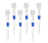 Healifty 6Pcs Double Sided Denture Toothbrush Set with Hard Bristles for Partial Dentures and Retainers - Travel Size False Teeth Cleaning Brush for Adults and Seniors