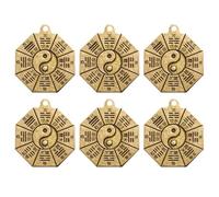 Healifty 6pcs Eight-diagram Keychain Hanging Charm Taoism Yin Yang Keychain Charm Lightweight Retro Copper Pendant with Three-dimensional Sense for Embellishments