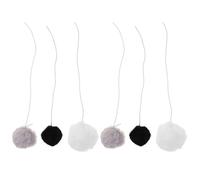 Healifty 6pcs Hanging Cat Plush Ball Set with Elastic Rope in White Black and Grey - Interactive Indoor Cat Playing Balls for Kitten Exercise and Climbing Frame Accessories