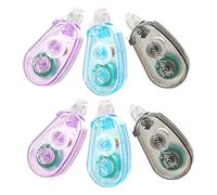 Healifty 6pcs High Viscosity Double Sided Adhesive Tape Dots Roller Set - Purple, Blue, Black, Multipurpose Glue Tape for Scrapbooking, Photo Mounting, Office and Craft Use