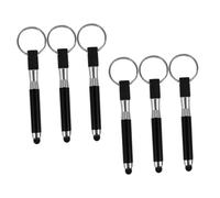 Healifty 6pcs Mini Capacitive Stylus Pens with Keyring for Tablets and Smartphones, Portable Touchscreen Stylus Keychain Set for Presentations and Mobile Devices, Black