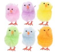 Healifty 6pcs Mini Easter Chicks Vibrant Colors Cute Fluffy Easter Chenille Chicks for Party Favor Bonnet Har Cake Decoration Egg Hunt Fillers Arts and Crafts 1.6 inches Hight