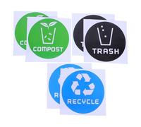 Healifty 6pcs PVC Adhesive Trash Can Recycle Stickers with Easy to Clean Surface and Strong Adhesion, Visually Appealing Colour-Coding Labels for Waste Sorting in Home and Offices