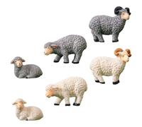 Healifty 6pcs Resin Sheep Figurines Miniature Decorative Animal Statues Small Sheep Models for Home Garden Micro Landscape Desk Decor