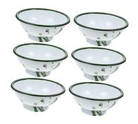 Healifty 6Pcs Retro Enamel Bowls Thickened Curly Rim Rice Serving Bowls for Salad and Snack Use