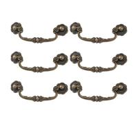 Healifty 6pcs Rustic Vintage Cabinet Pull Handles 86mm Hole Spacing Metal Drawer Ring Pulls for Kitchen Cupboard Wardrobe Bathroom Furniture