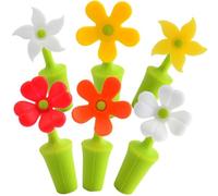 Healifty 6pcs Silicone Wine Flower Stoppers Bottle Sealer Unique Appearance Easy Cleaning Preserve Opened Wine Bottle for Home Bar Random Style