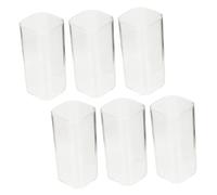 Healifty 6pcs Square Glass Cups Clear Borosilicate Glass Beverage Drinking Cups for Water Milk Tea Heat Resistant Barware for Home Parties Formal Events