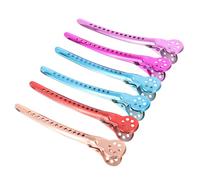 Healifty 6PCS Stainless Steel Hair Sectioning Clips for Styling and Cutting, Salon Hairdressing Duckbill Clips for Professional Hair Coloring and Hairdresser Use Random Color Random Color
