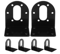 Healifty 6pcs Universal Iron Motor Bracket Base with Precisely Cut Mounting Holes for 37mm Small Geared Motor and M3x6mm Screws, Chic Black L-shape Holder Suitable for Robot Replacement