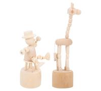 Healifty 6PCS Unpainted Wooden DIY Craft Ornaments for Creative Home Decor Desktop Figures Including Small Puppets and Giraffes for Artistic Fun and Handicraft Activities