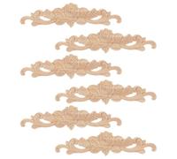 Healifty 6pcs Wooden Carved Applique Decals Elegant Rose Design, Khaki Wood Material Resisting Deformation and Maintaining Shape, for Furniture Projects Including Beds and Cabinets