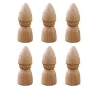 Healifty 6Pcs Wooden Hand-Painted Puppet Set DIY Desktop Ornaments Kids Creative Craft Painting Toys Beige 2.8X2.8X5.5 Inch