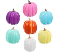 Healifty 7pcs Artificial Pumpkins Set Colored Harvest Lifelike Fake Foam Pumpkin for Fall Autumn Halloween Home Thanksgiving Dinner Table Party House Kitchen Wedding Decor 3.5 inch