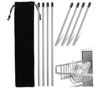 Healifty 8 Pcs Stainless Steel Dishwasher Bottle Holders Insert Sticks with Protective Caps Two for Secure Wine Glass Rack and Glass Bottle Draining Rust-resistant Drying Rack