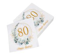 Healifty 80pcs Eucalyptus Leaf Disposable Paper Napkins for Birthday Party Soft Dinner Hand Towels with Tropical Greenery Design Convenient Bathroom and Dining Table Use
